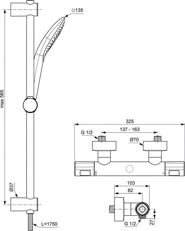 Душевая система Ideal Standard Ceratherm A7234AA хром