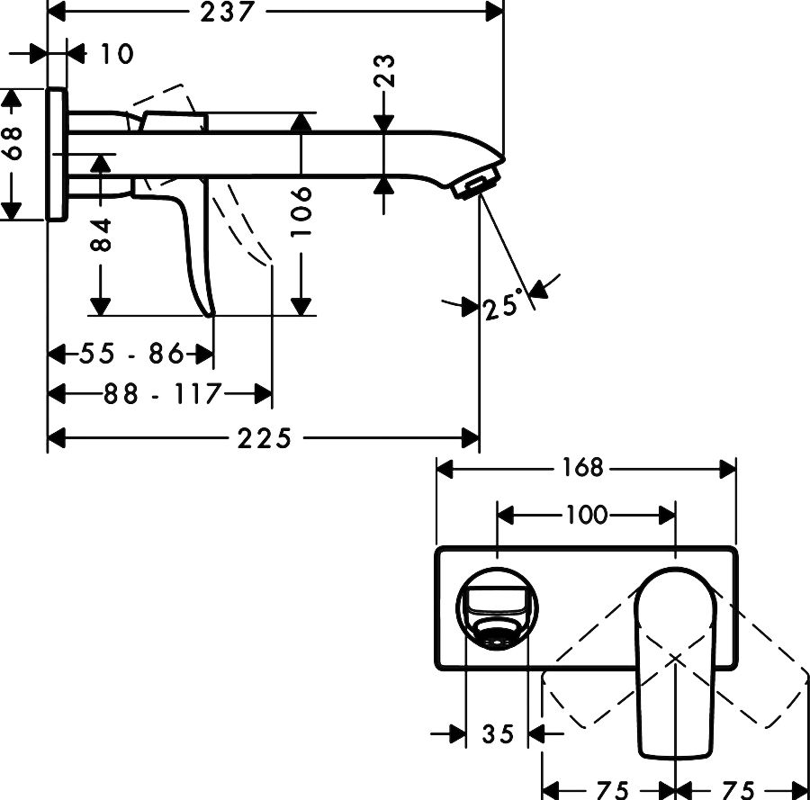 Смеситель для раковины Hansgrohe Metris 31086000, хром