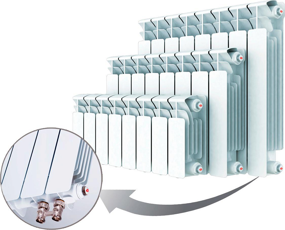 Радиатор биметаллический Rifar Base Ventil 500 4 секции правое подключение