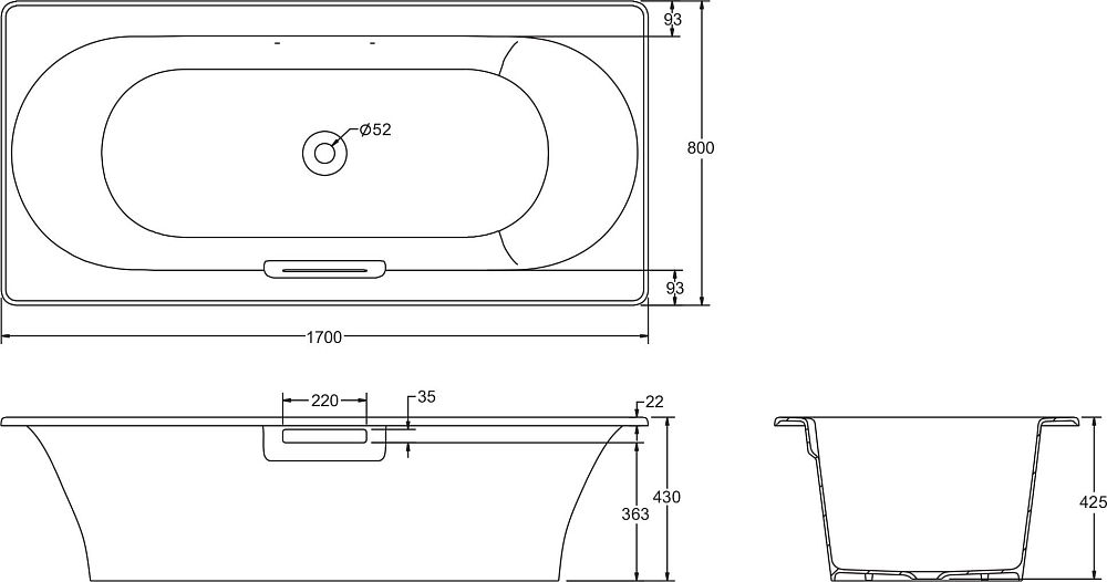 Чугунная ванна Jacob Delafon Volute 170х80 E6D901-0, белый