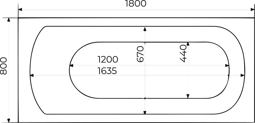 Акриловая ванна Creto Scala 180x80 см 1-1155, белый