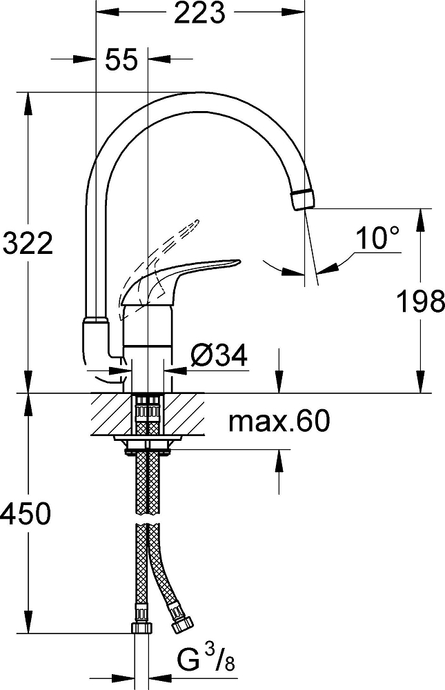 Смеситель Grohe Euroeco 32752000 для кухонной мойки