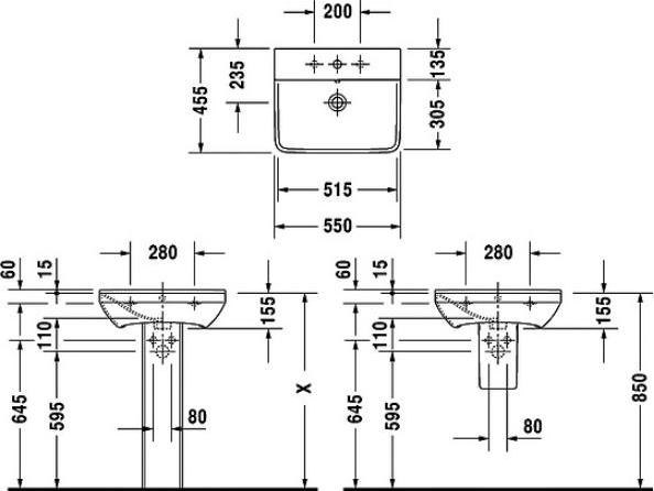 Раковина Duravit P3 Comforts 2331550000 55 см