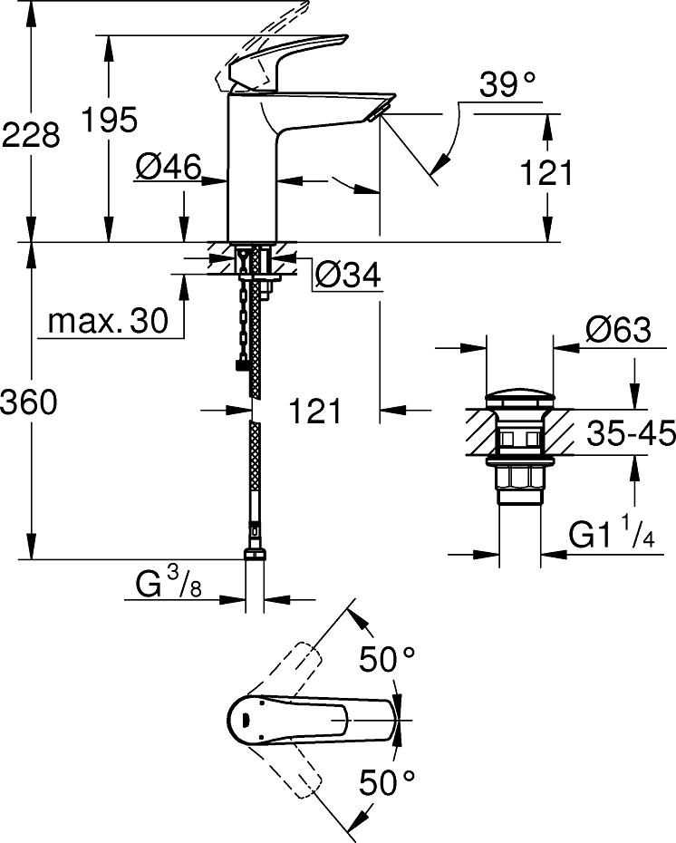 Смеситель для раковины Grohe Eurosmart 23989003, хром