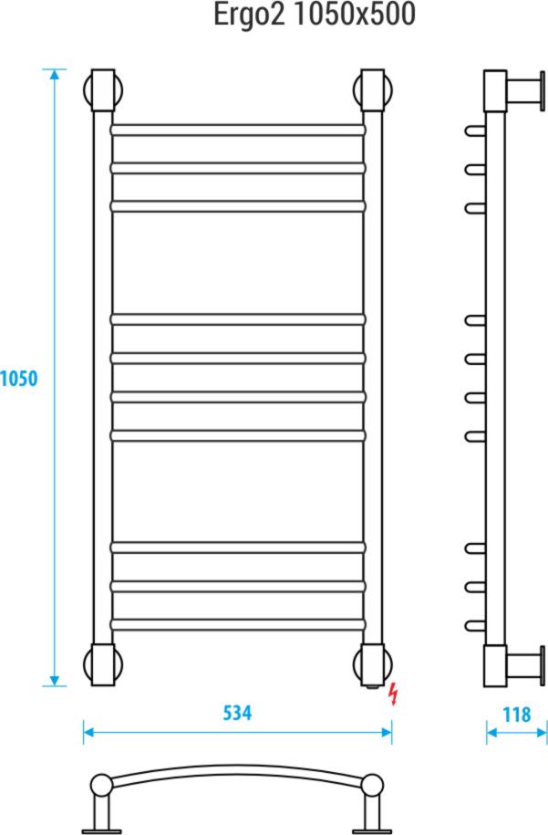 Полотенцесушитель электрический Energy Ergo2 1050х500, EETR0ERGO2105500000