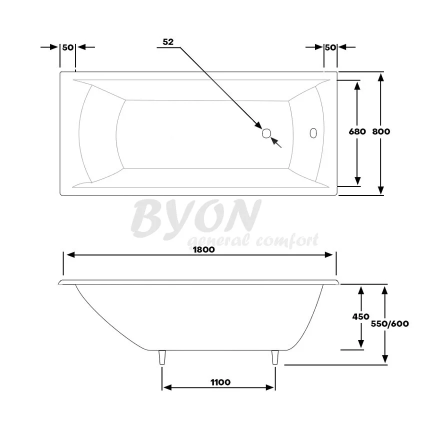 Чугунная ванна Byon Milan Н0000372 белый