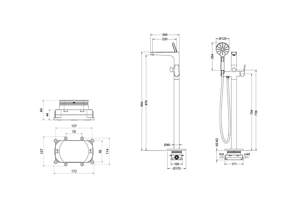 Смеситель для ванны Aquatek AQ1145CR Бетта, хром