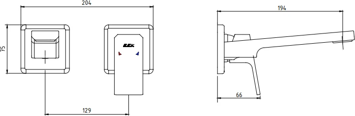 Смеситель для раковины E.C.A. Tiera 102167605C1EX-KK, черный матовый