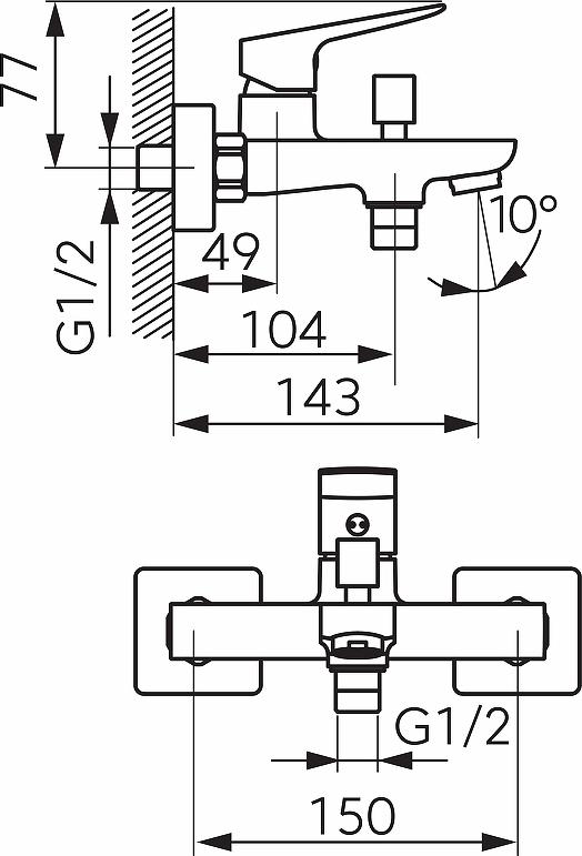 Смеситель для ванны Ferro Vitto Verdeline BVI1VLBL, черный матовый