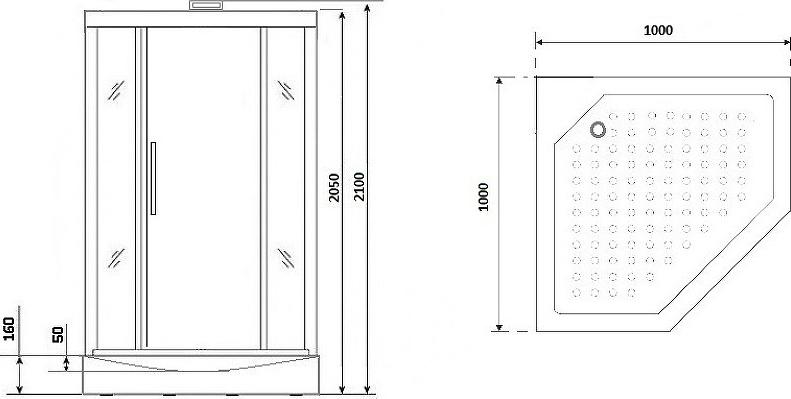 Душевая кабина Niagara Luxe 7717WBK 100х100х210 стекло прозрачное