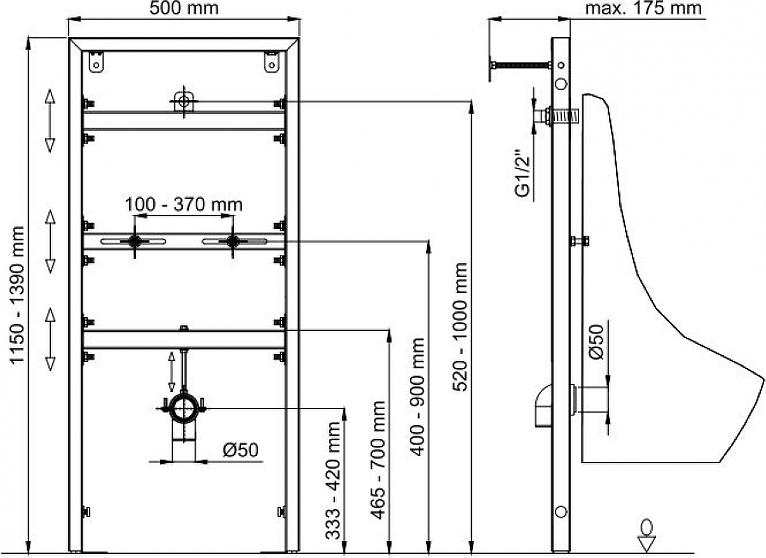 Инсталляция для писсуара Berges Wasserhaus 049215