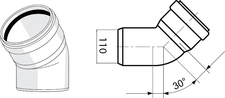 Отвод Rehau Raupiano Plus 30° 110 мм