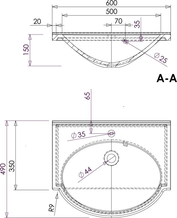 Тумба с раковиной Aquanet Лайн 60