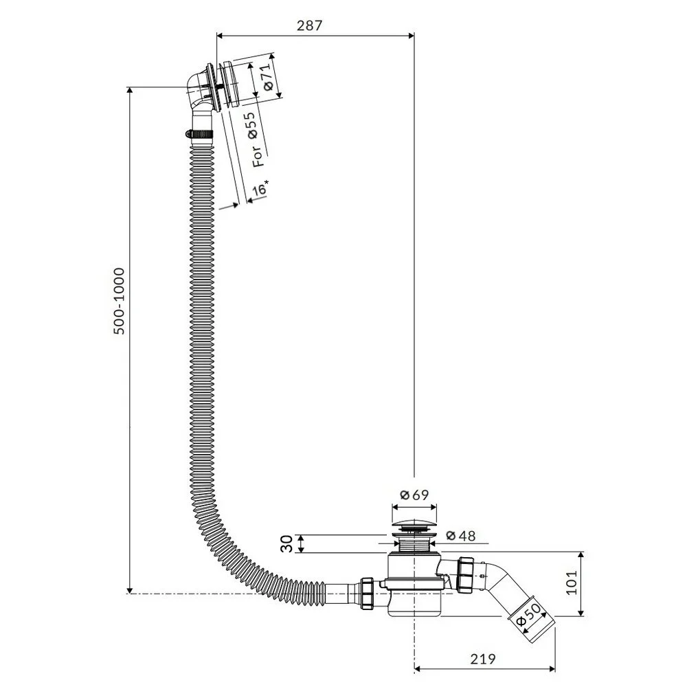 Слив-перелив для ванны Excellent Moli ARIN.3210BL черный