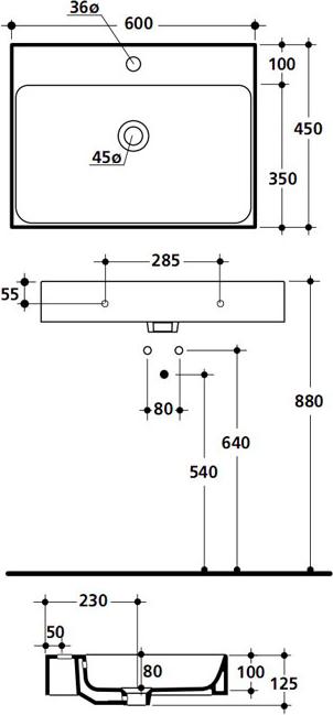 Раковина Kerasan Cento 353101*1 60х45 см, белый