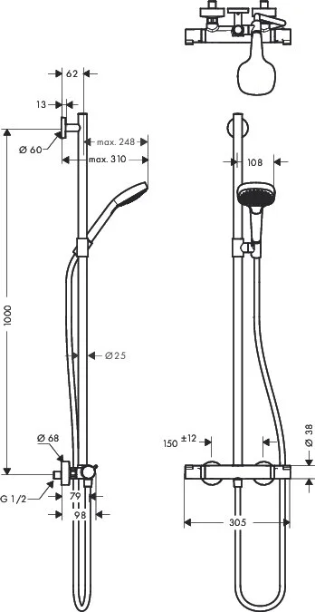 Душевая система Hansgrohe Croma Select E 27248400 хром, белый