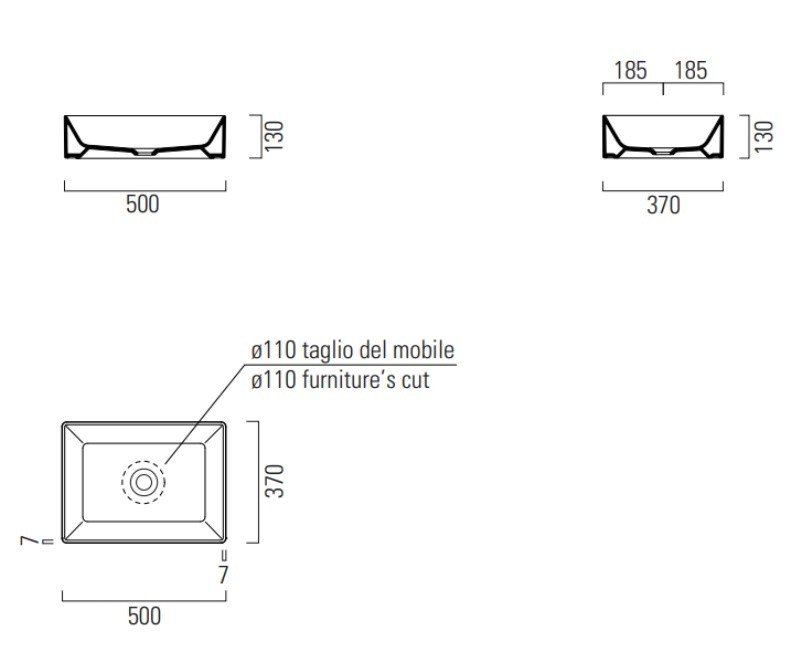 Раковина накладная GSI Kube X 50х37 942909 белый матовый