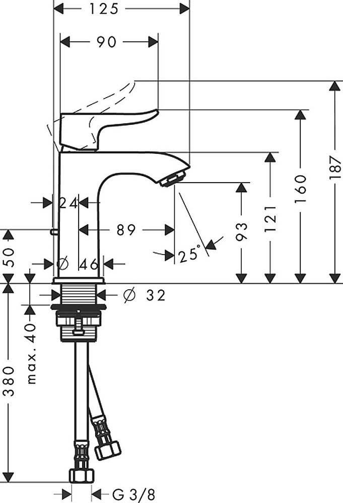 Смеситель для раковины Hansgrohe Metris 31088000, хром