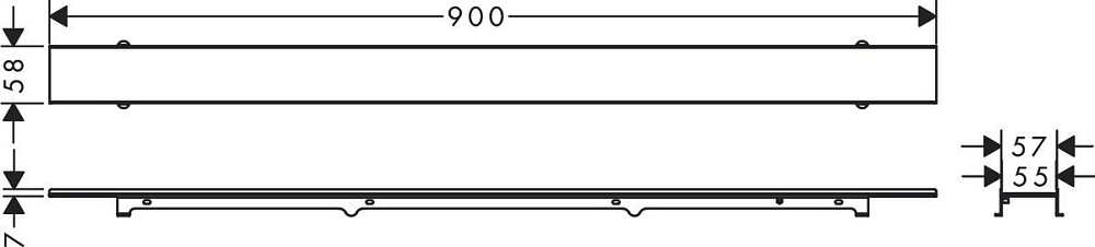 Внешняя часть слива для душа Hansgrohe RainDrain Rock 56032000 90 см, для облицовки плиткой