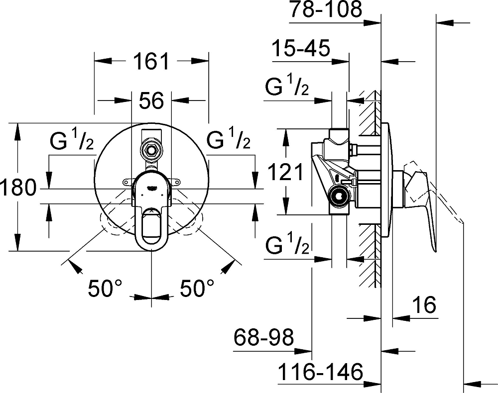 Смеситель для ванны Grohe BauLoop 29081000