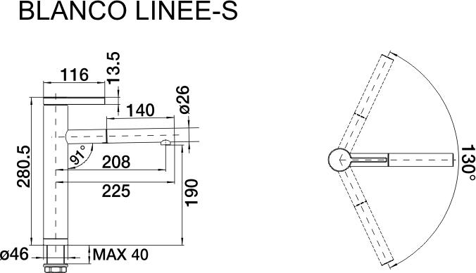 Смеситель Blanco Linee-S Silgranit 526171 чёрный