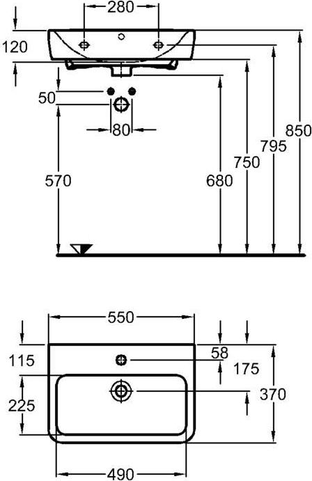 Раковина 55 см Geberit Renova Compact 226155000, белый