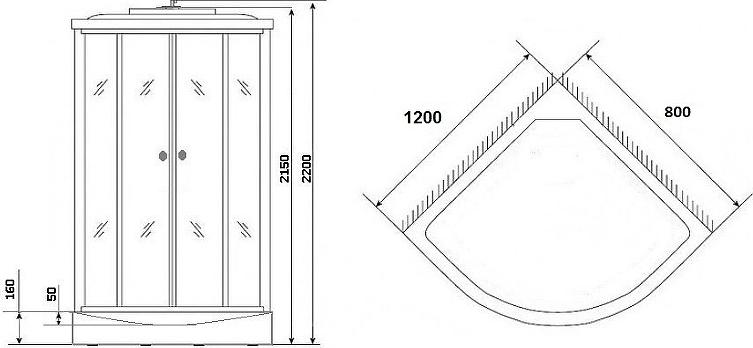 Душевая кабина Niagara Standart+ 3030154LN 120х80х220 стекло мозаика