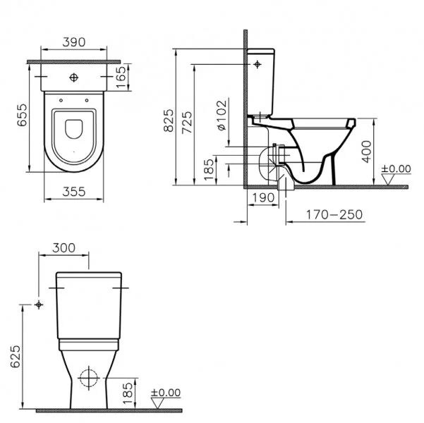 Напольный унитаз Vitra S50 9736B003-1162 крышка стандарт