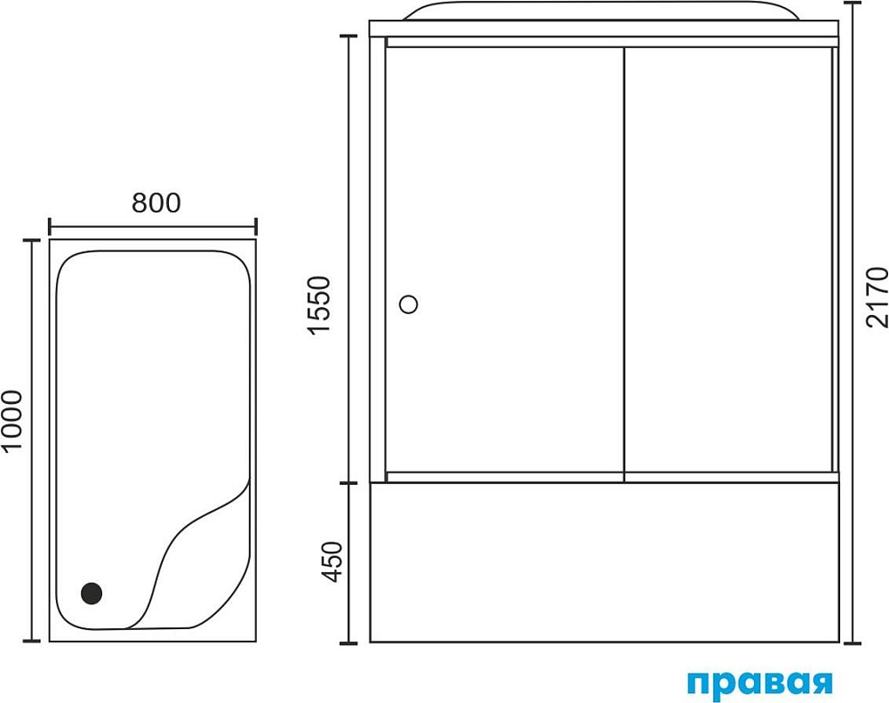 Душевая кабина 100х80 см Royal Bath BP RB8100BP3-WC-R стекло матовое с гидромассажем