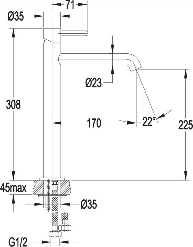 Смеситель для раковины Omnires Y Y1212BL, черный