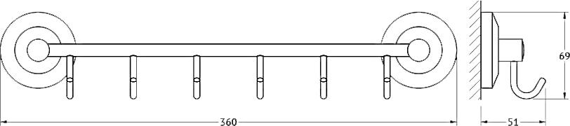 Крючок FBS Standard STA 027 на планке