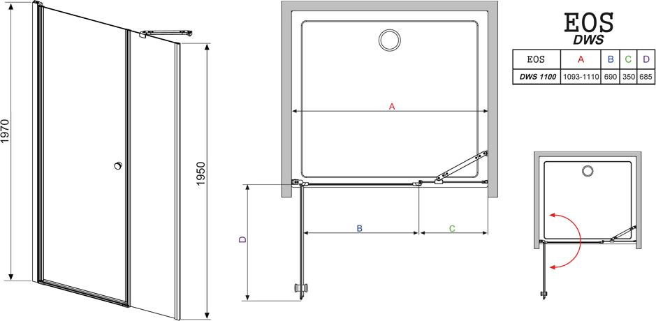 Душевая дверь в нишу Radaway EOS DWS 110 L