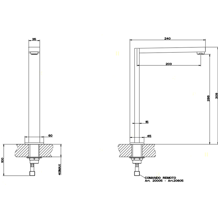 Излив для раковины Gessi Rettangolo 20091#031, хром