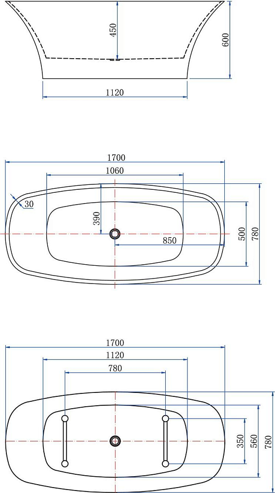 Акриловая ванна Aquanet Family Smart 170x78 88778-GW, белый глянец