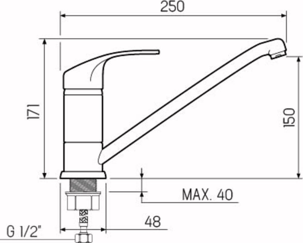 Смеситель для кухни РМС SL85-004FBS-25, хром