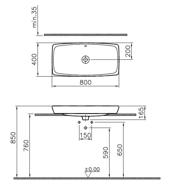 Раковина накладная VitrA Metropole 5669B003-0012 белый