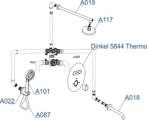 Встраиваемый комплект для душа WasserKRAFT Dinkel A175817, хром