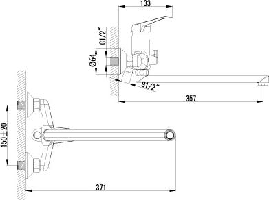 Смеситель для ванны Lemark Omega LM3151C универсальный