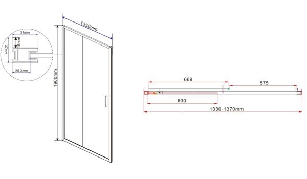 Душевая дверь Vincea Garda VDS-1G135CH 135x190 см, хром, стекло шиншилла