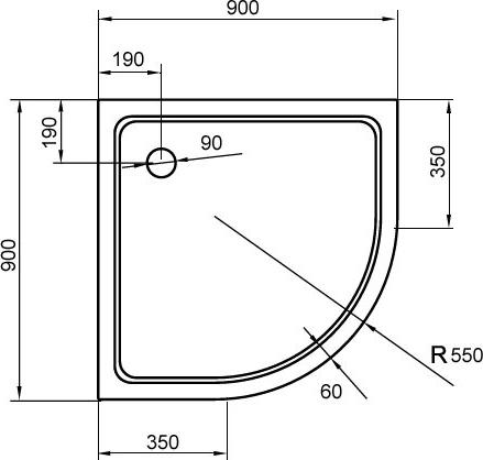 Поддон для душа Cezares Tray R550 90