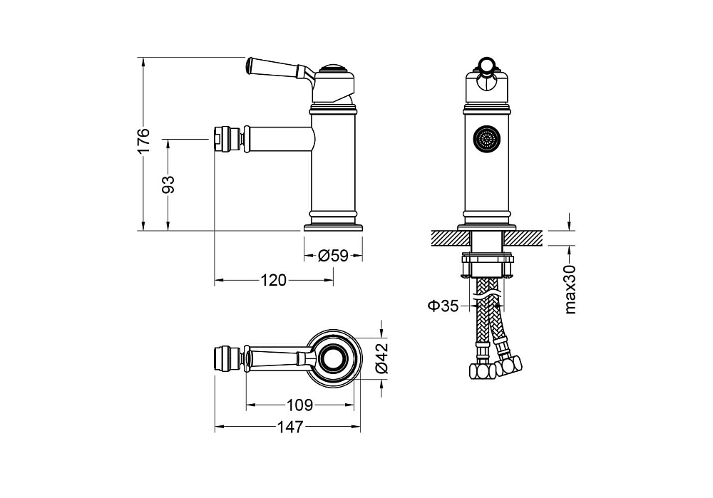 Смеситель для биде Aquatek Классик AQ1518PG золото