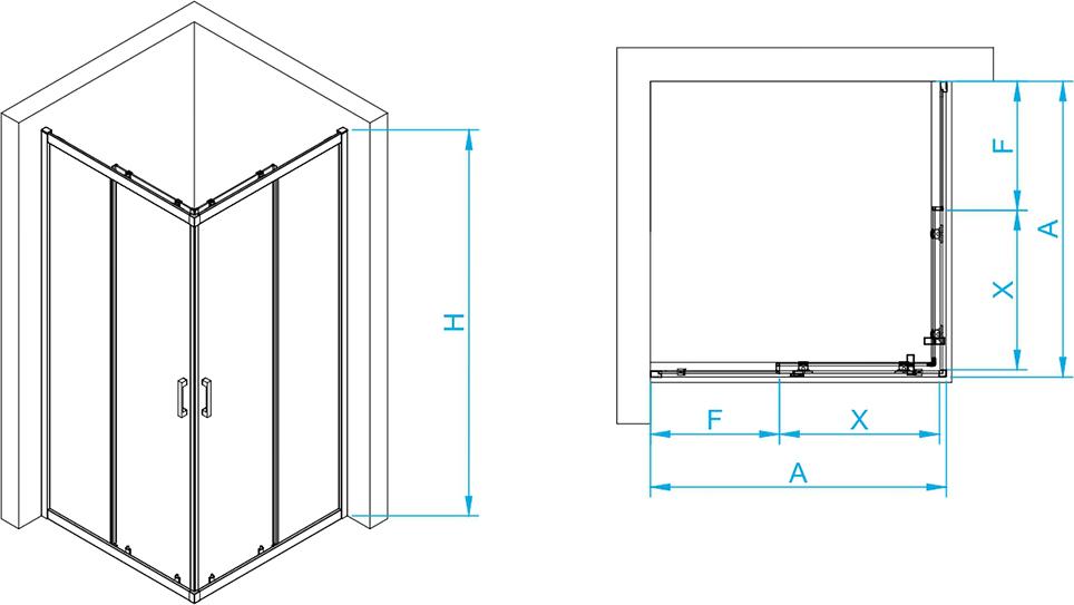 Душевой уголок RGW Passage PA-030B 90x90 350803099-14, профиль черный матовый