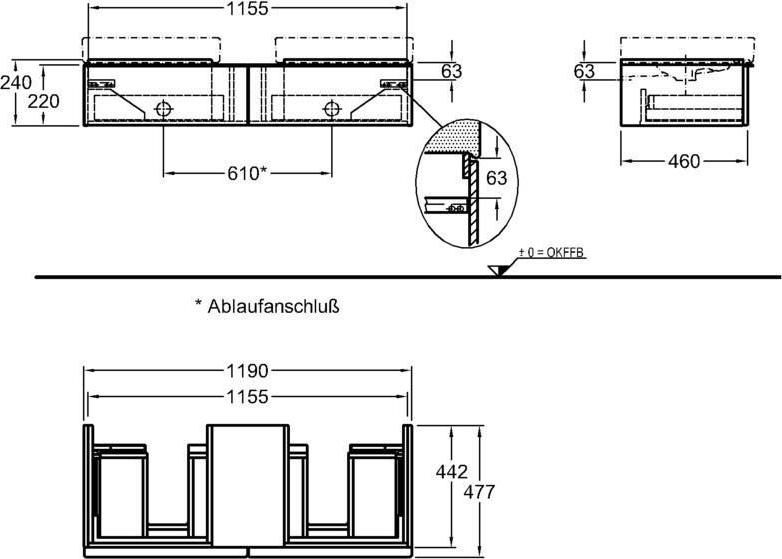 Тумба под раковину 120 см Geberit iCon 841321000, серый