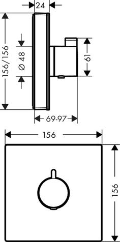 Термостат для душа хром/чёрный Hansgrohe ShowerSelect Highflow 15734600