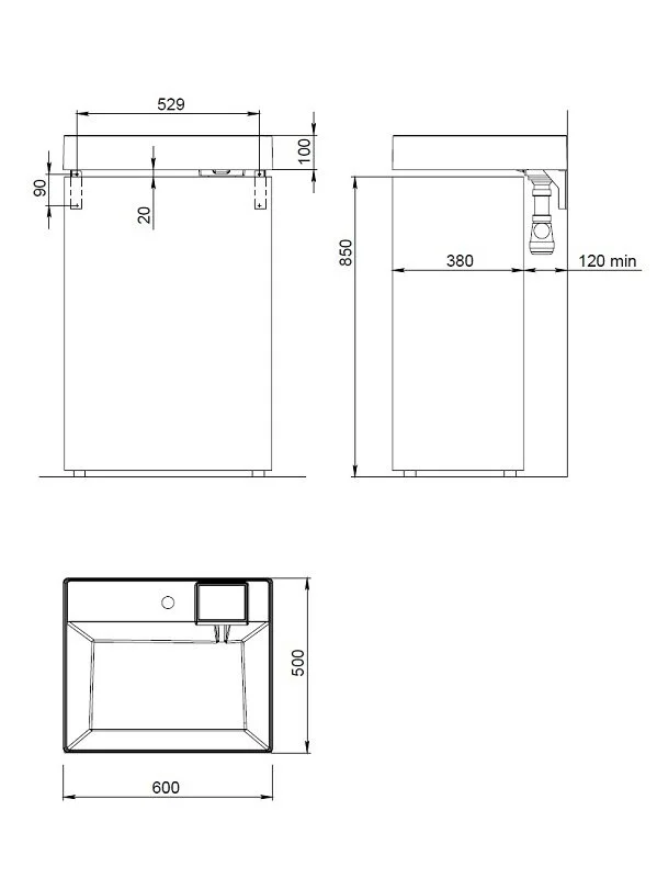 Раковина Reflexion Tetra RF6050TE белый