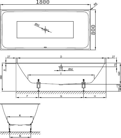 Ванна с шумоизоляцией Bette Loft 3172-000 PLUS 180х80х42, BetteGlasur Plus, белый