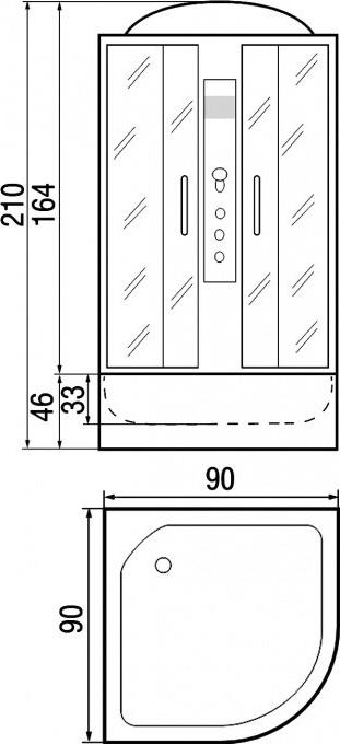 Душевая кабина 90*90*210см River Dunay 90/46 TH