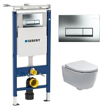 Инсталляция Geberit с безободковым унитазом Geberit iCon Rimfree 204060000, сиденье микролифт, комплект