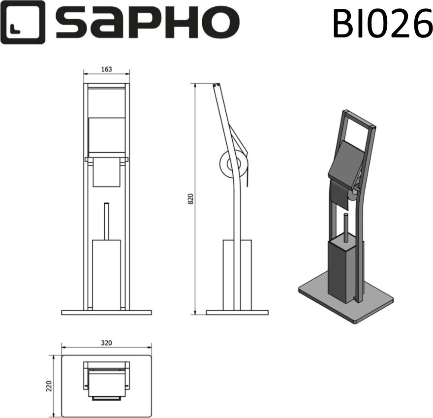 Стойка Sapho Bambus BI026 с ершиком и подставкой/держателем для туалетной бумаги