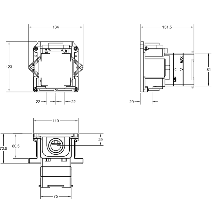 Скрытая часть для термостатического смесителя Gessi 43281#031, черный